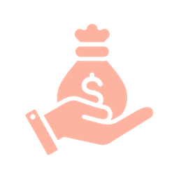 Icon image of a hand holding a bag of money