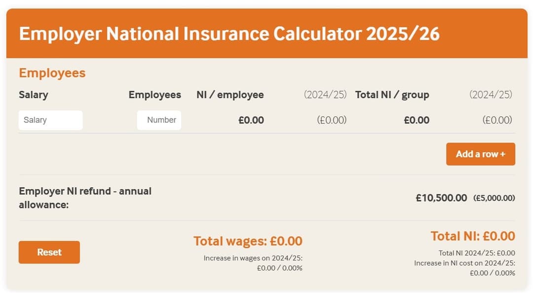 Employer's National Insurance calculator