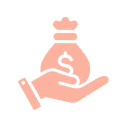 Icon image of a hand holding a bag of money