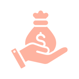 Icon image of a hand holding a bag of money